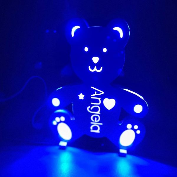 Lámpara osito con luz azul